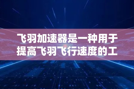 飞羽加速器是一种用于提高飞羽飞行速度的工具，它需要掌握飞行技巧、了解引擎工作原理、熟练使用加速器的配置和调整，同时注意飞行安全和飞行器的维护。以下是一个系统的学习和应用计划