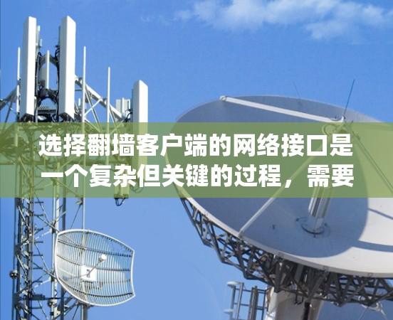 选择翻墙客户端的网络接口是一个复杂但关键的过程，需要综合考虑多个因素。以下是一个系统化的指南，帮助您选择合适的网络接口
